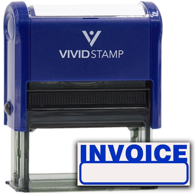 Vivid Stamp طابع مطاطي أساسي للفواتير ذات الحبر الأزرق (أوتوماتيكي) - كبير - Image 1